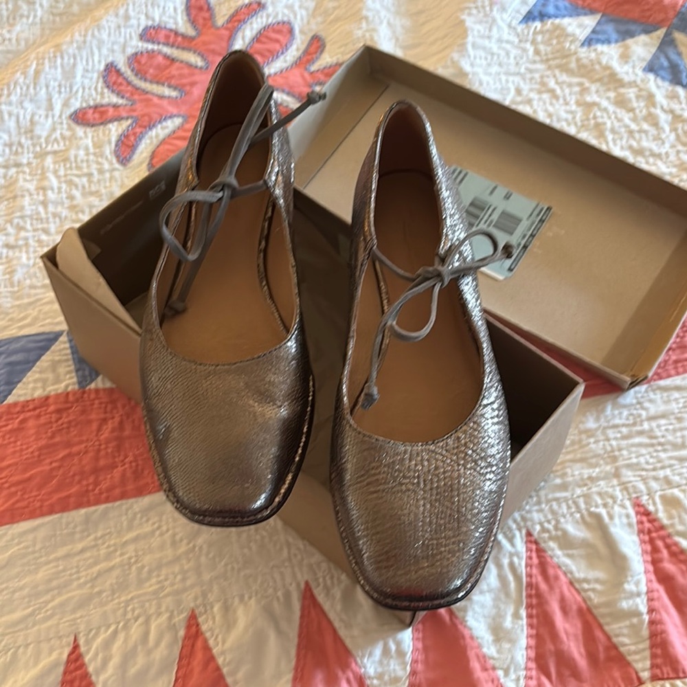 Silver Flats & Loafers with Classic Design and Flat Sole